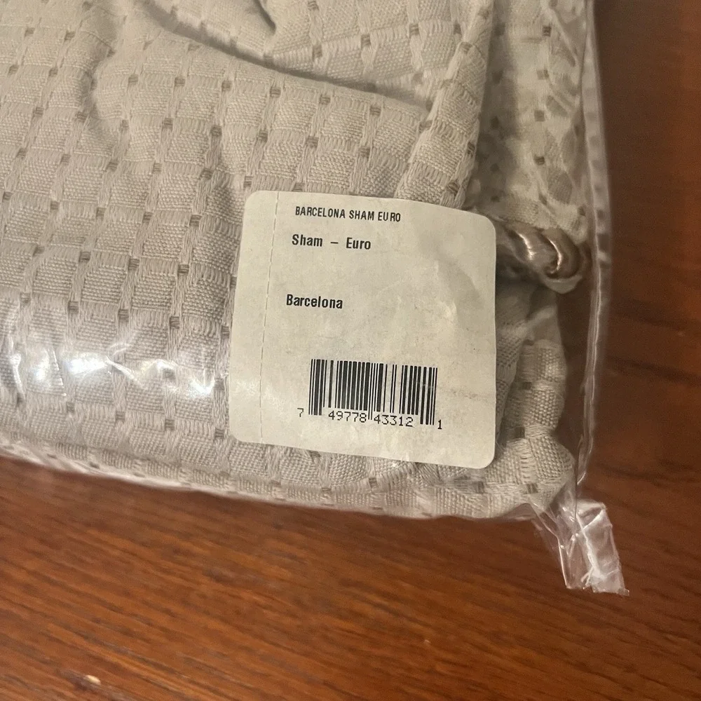 VTG NWT Carlyle Collection Barcelona Sham Euro Beige Brown Cord Trim Checked USA